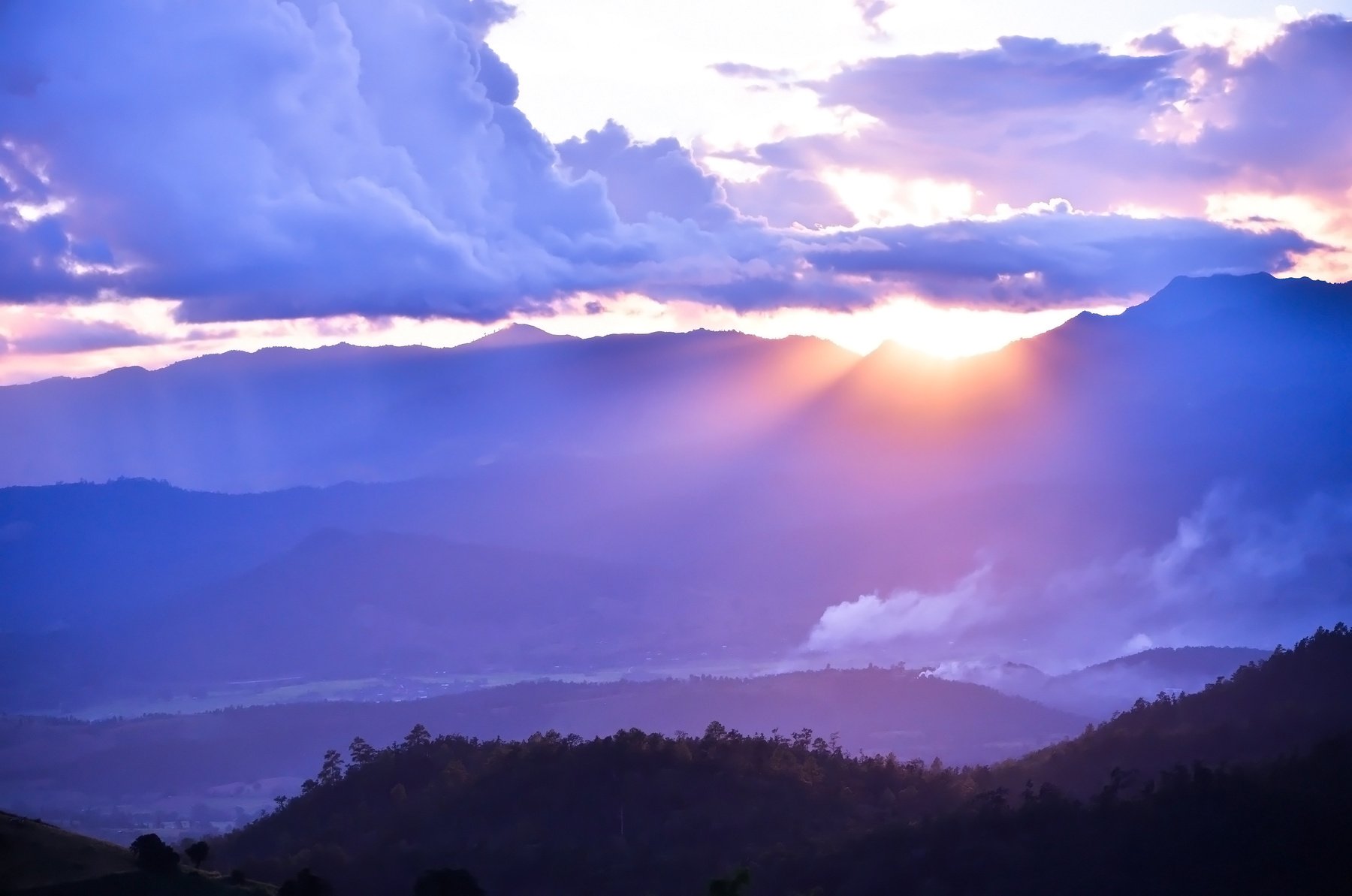 Sunrise with Purple  Mountains